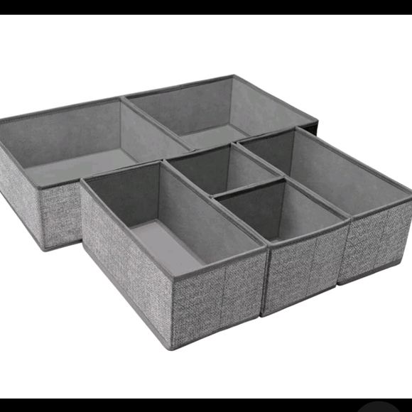 NEW Set Of Six Criusia Storage Drawer Organizer Light Gray Foldable Small Items - Picture 6 of 7